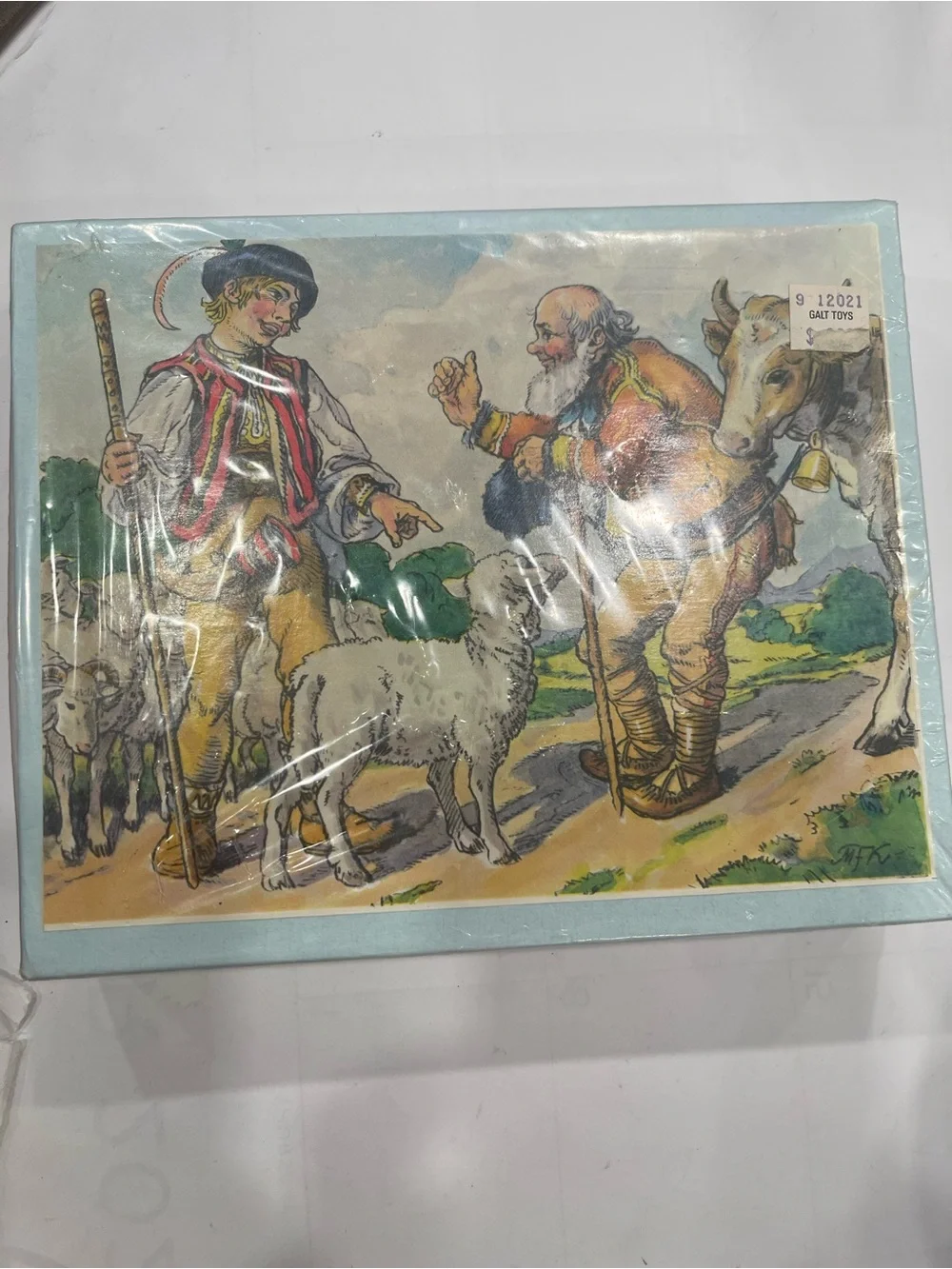 Rare VNTG wooden cube puzzle Czechoslovakia traditional folk  tale illustrations